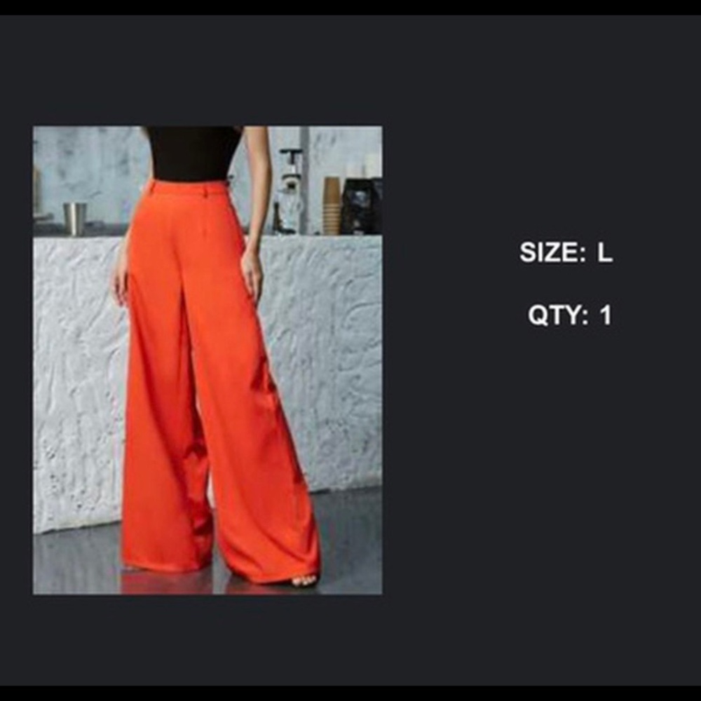 Orange bell bottom flare pants PLT
